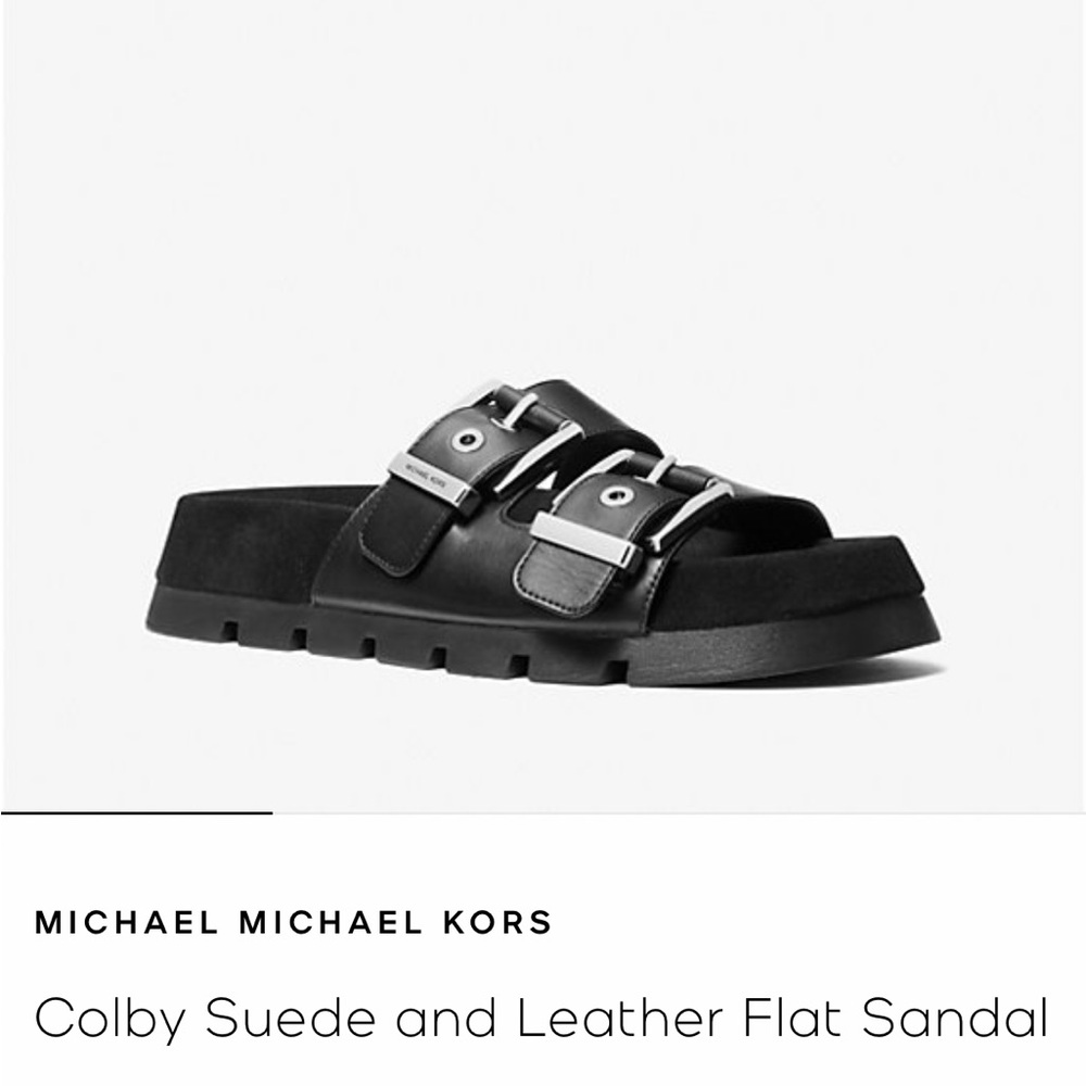 Michael Kors Womens Colby Flat Sandal Black Shoes 6
